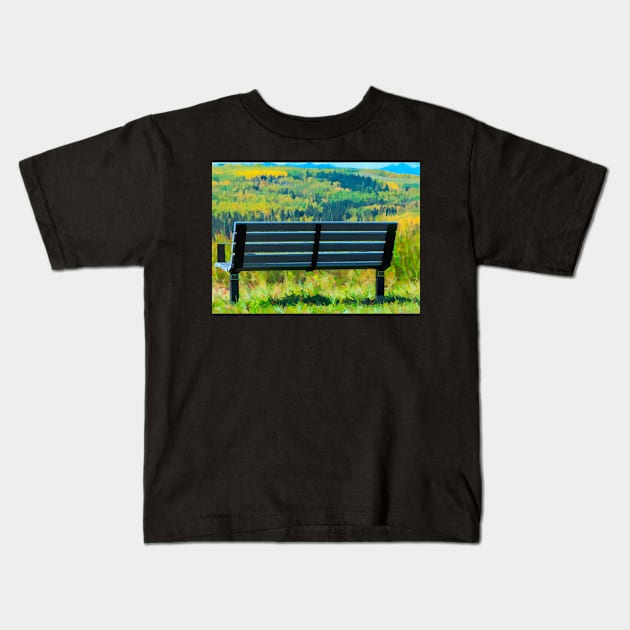 Bench with a view illustration. Kids T-Shirt by CanadianWild418